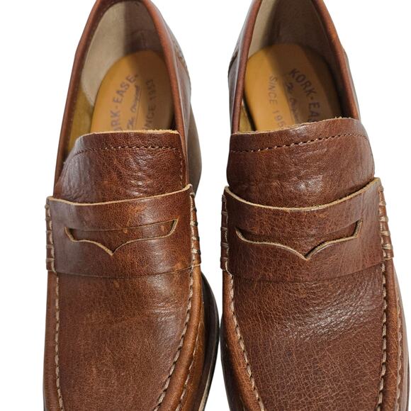 Kork Ease Modeste Penny Loafer Heels Brown Leather Pump Chunky Block Slip On 8.5 - Picture 12 of 16